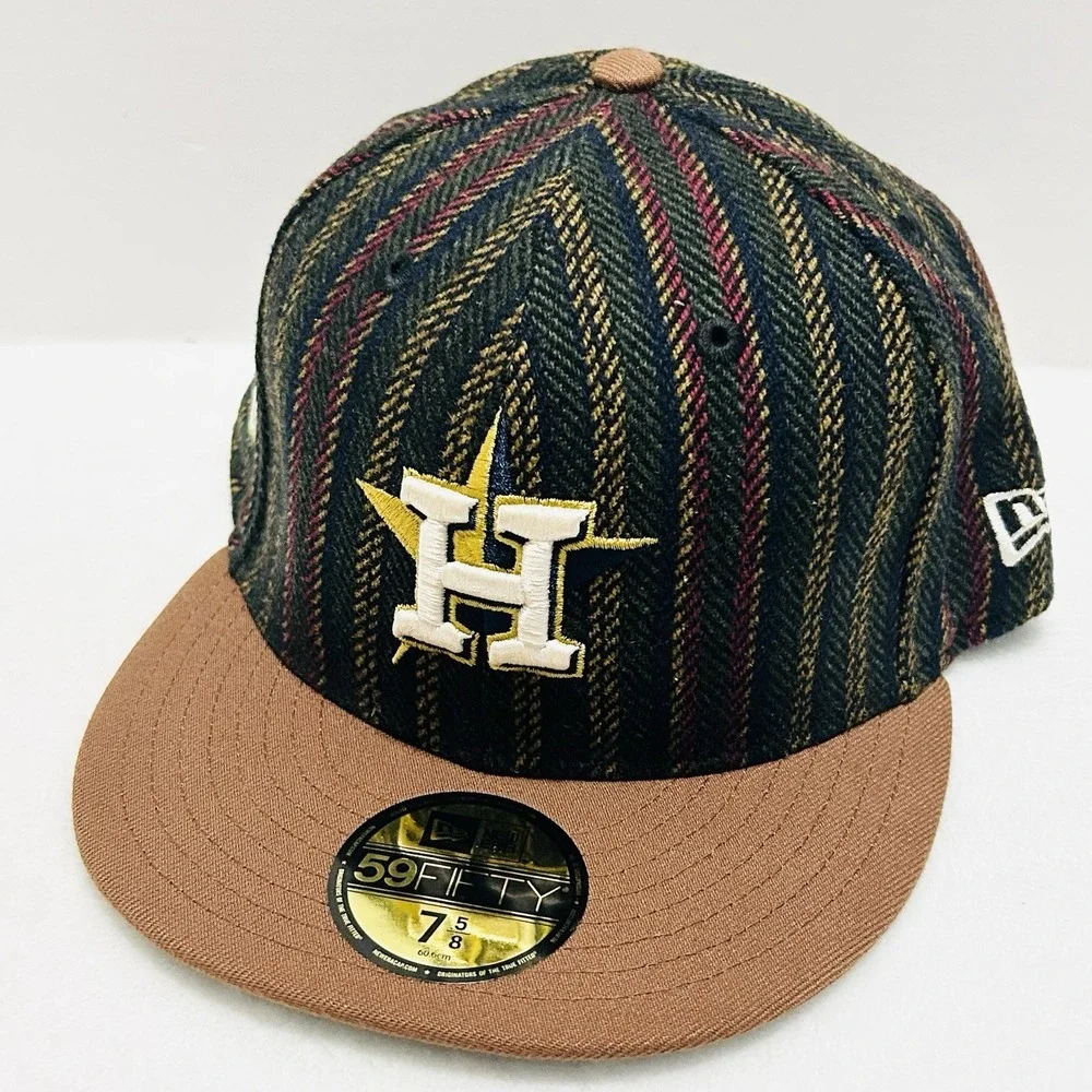 New Era Houston Astros Herringbone 50 Years 59FIFTY Fitted Hat Cap 7‎ 5/8 Brown